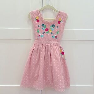 Mini boden Embroidered Pinafore Dress Size:3-4T